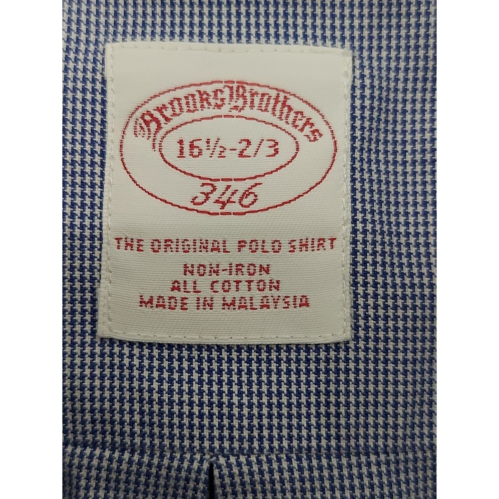 Lot 2 Brooks Brothers Shirt Mens 16.5 2/3 Blue Check Button Down Long Sleeve - Picture 4 of 13